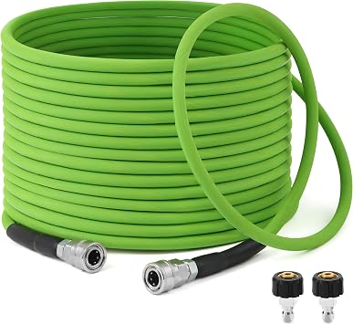 PWACCS Pressure Washer Hose 50 FT, 1/4" ID Steel Braided Kink Resistant Power Washer Hose with 3/8" Quick Connect Fittings - 4000 PSI High Pressure Washing Extension Hose