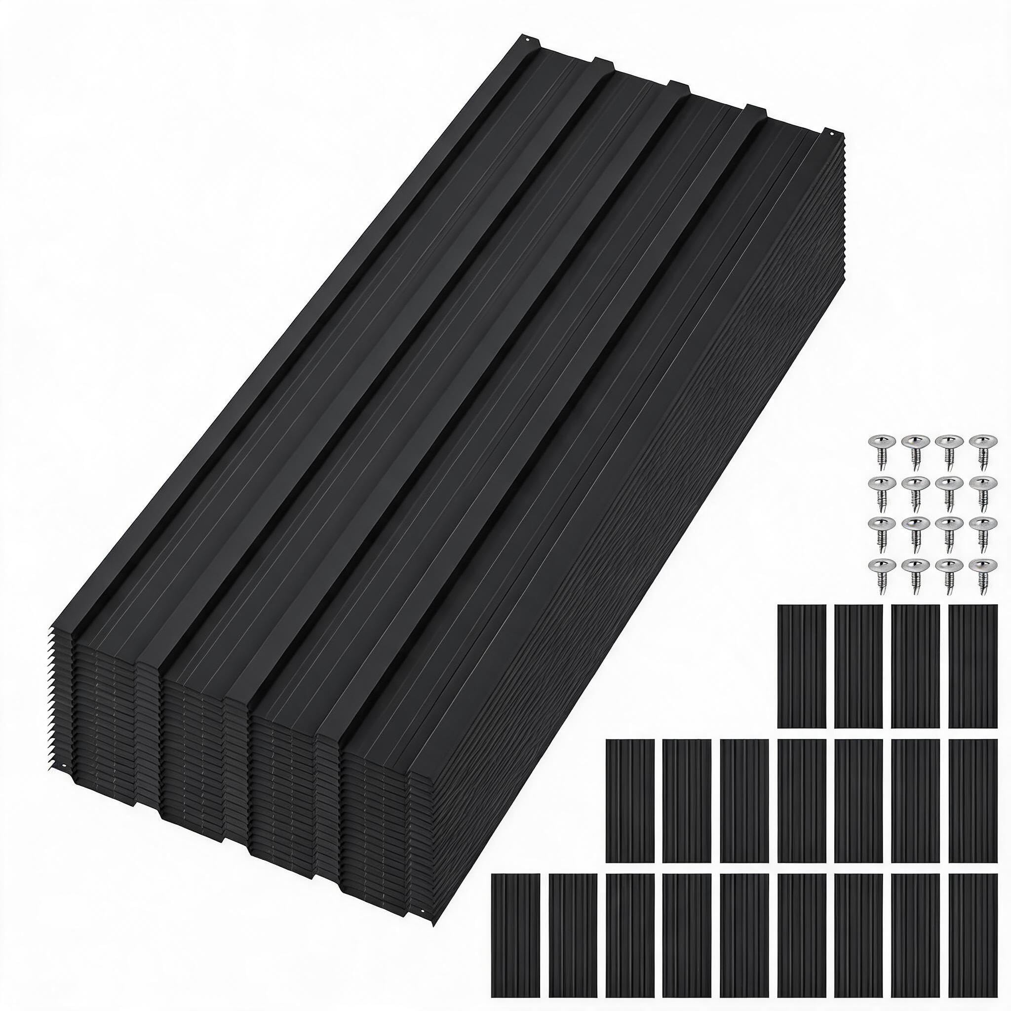 Paquete de 20 paneles de techo de metal corrugado duraderos y galvanizados | Láminas de techo de acero resistente, refugio resistente a la intemperie para cocheras, garaje, patio, jardín