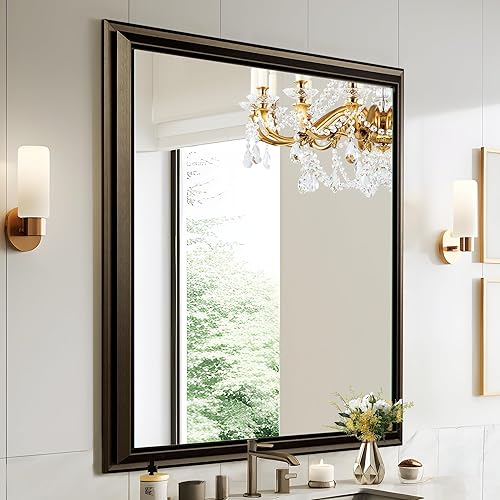 Miniatura 2 de NicBex Espejo de tocador de baño de 24 x 36 pulgadas, marco de aleación de aluminio, espejo montado en la pared para dormitorio, vestidor, sala de