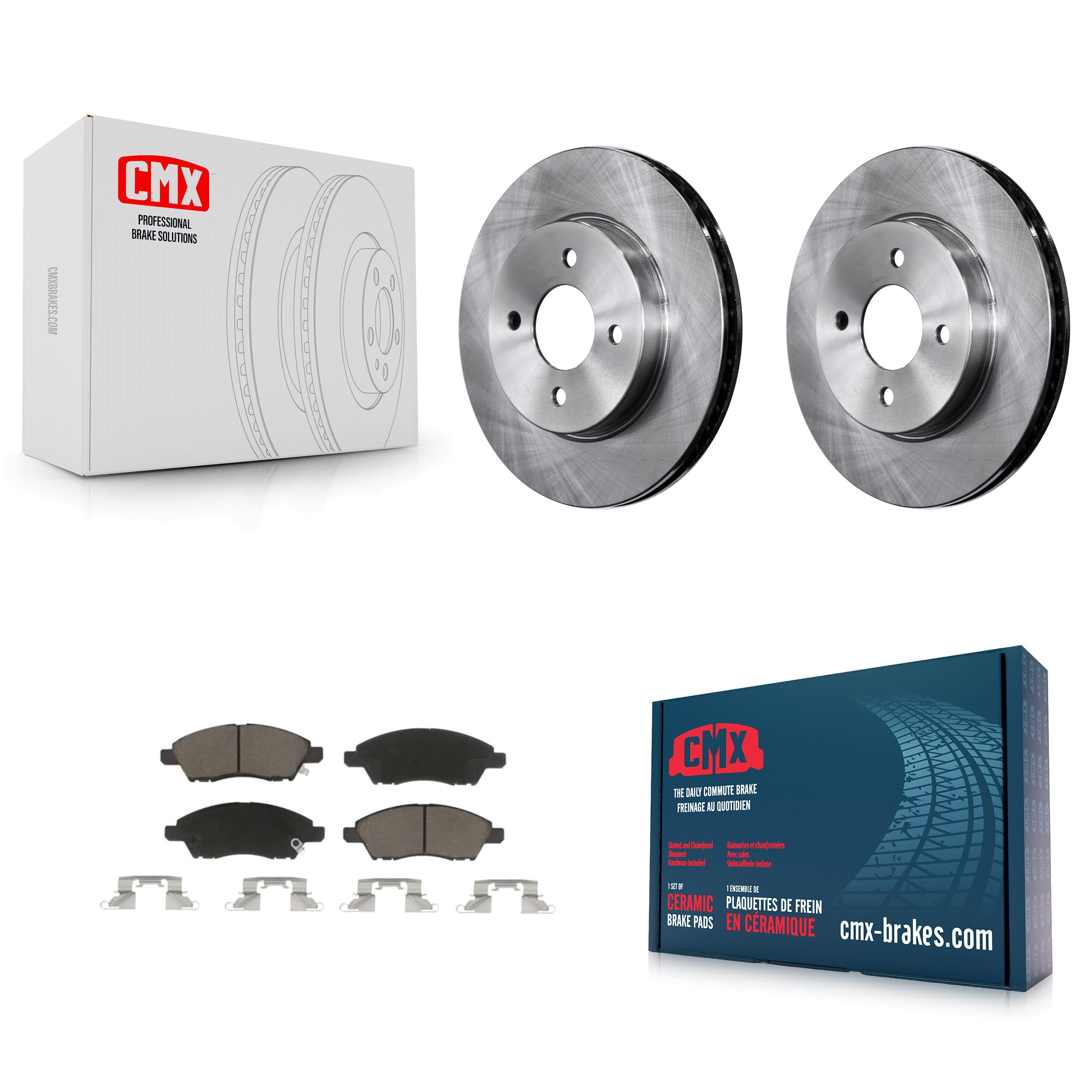 CMX Front Disc Brake Rotors And Ceramic Pads Kit Replacement For Nissan Micra Versa Note K8C-100523