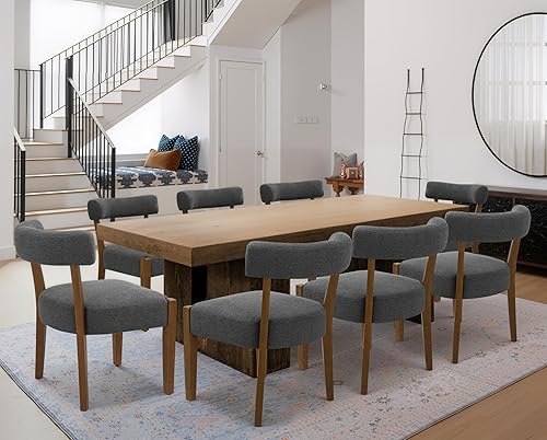 Miniatura 22 de Juego de 8 sillas de comedor modernas, sillas tapizadas de nogal para cocina y comedor, sillas de comedor de madera modernas de mediados de siglo,