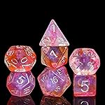 UDIXI 7-die Polyhedral DND Dice Set, Nebula D&D Dice Set with Glitter and Orange Swirls for Role Playing Games and Board Game
