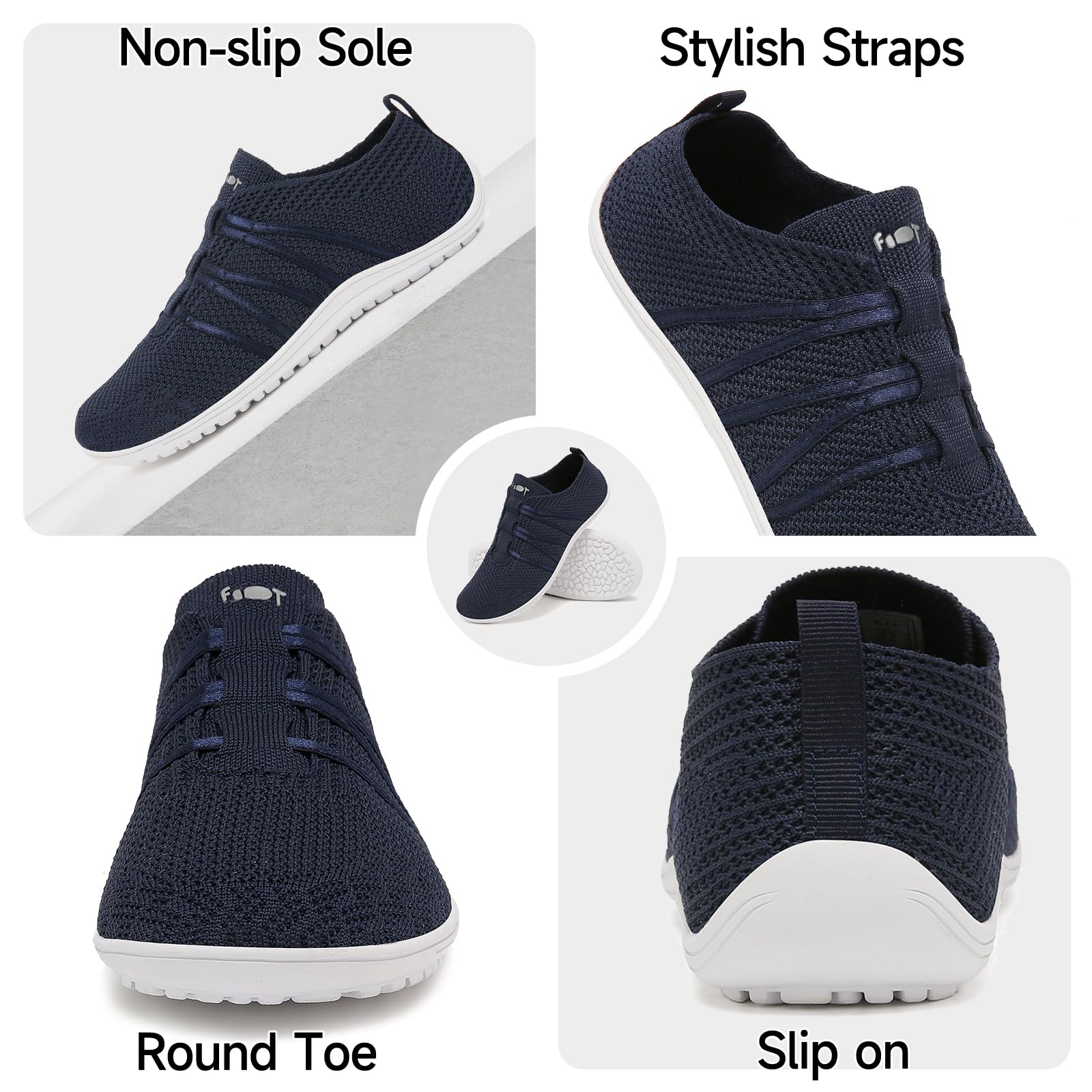 Wizshoe Buty Boso Damskie i Męskie, Wygodne Slip-On Sneakers, Oddychające Buty Fitness z Podeszwą Zero-Drop
