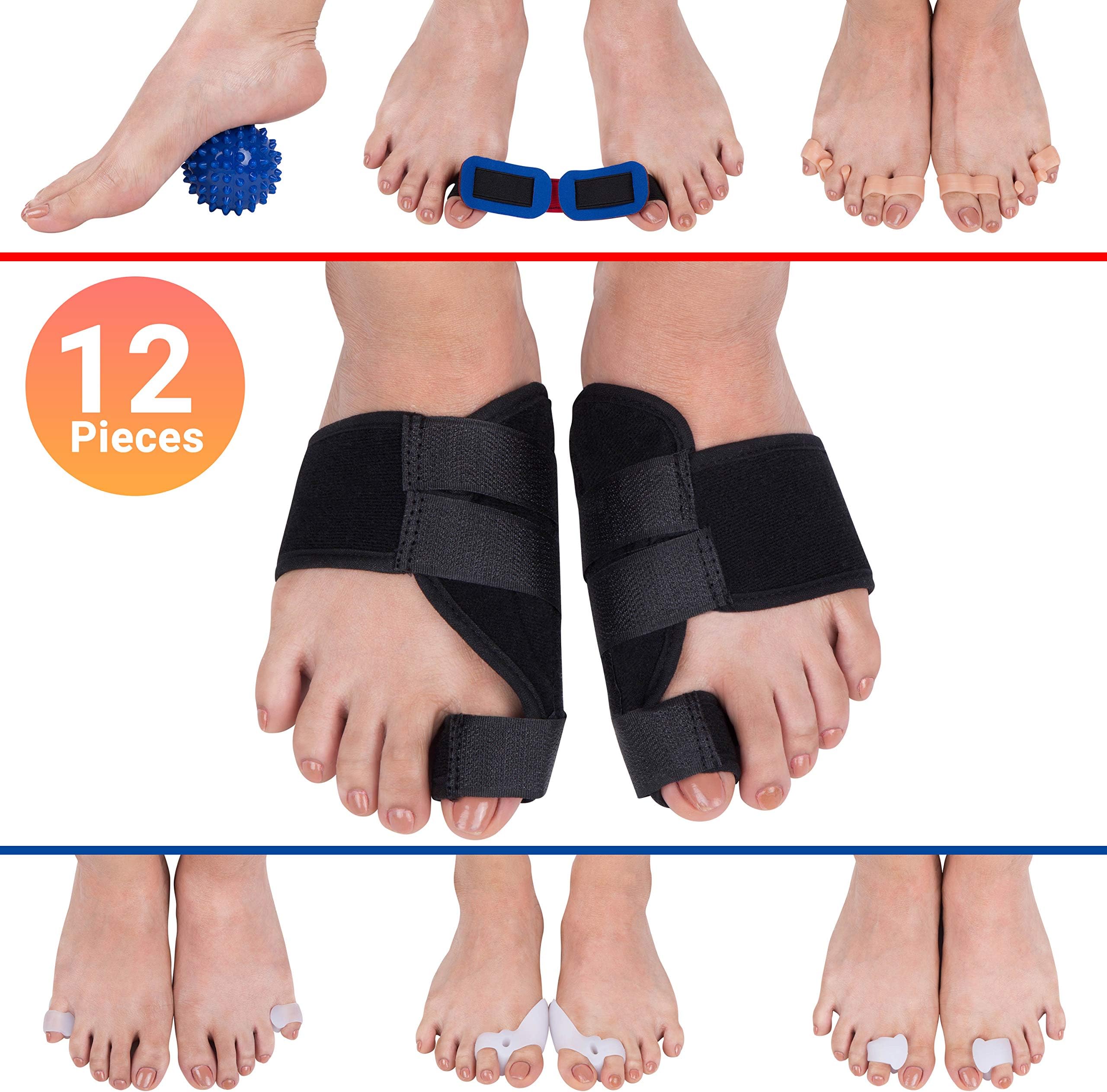 Bunion Splints and Splint Cushions Hammer Toe Separator Corrector Spacer and Straightener. The Ultimate Twelve Piece Bunion Support and Relief Kit.