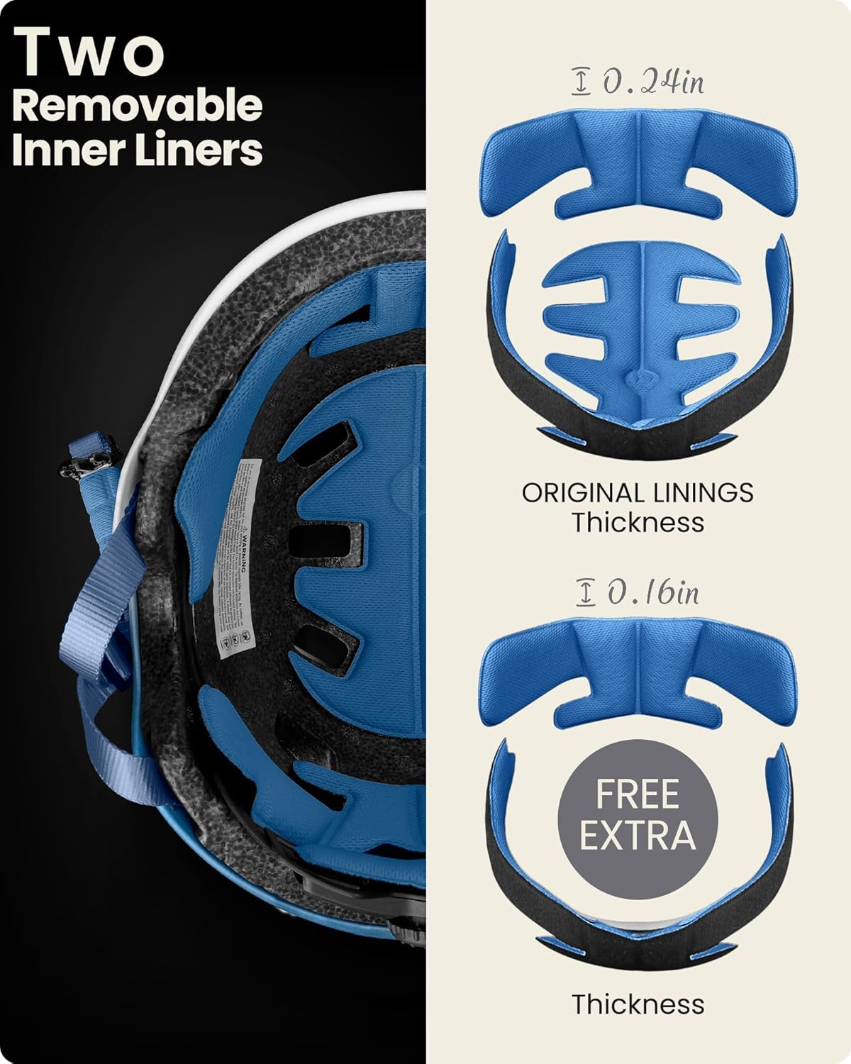 OutdoorMaster Skateboard Cycling Helmet - Two Removable Liners Ventilation Multi-Sport Scooter Roller Skate Inline Skating Rollerblading for Kids, Youth & Adults