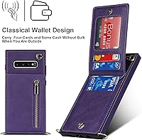 Vista 6 de Funda para teléfono Samsung Galaxy S10 Plus con correa cruzada, tarjetero de cuero, con cordón, ranuras de crédito, cierre magnético, accesorios