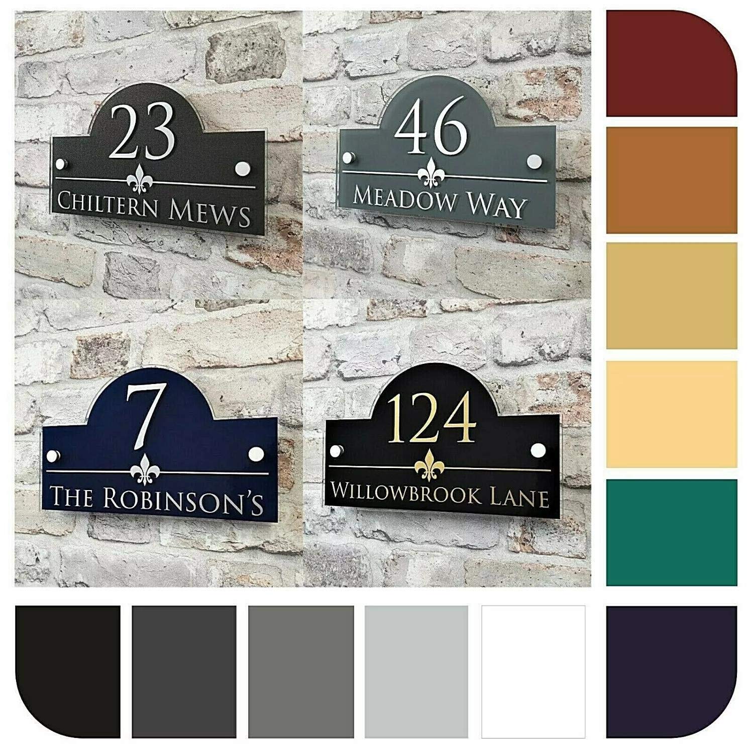 Numéro de Maison,Plaque Numero Maison Personnalisez Le numéro de Porte Moderne/la Plaque d'adresse en Verre Acrylique for l'extérieur(White Grey,100x140mm)