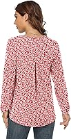 Vista 5 de Jouica Blusas para mujer, blusa casual de gasa, holgada, con cuello en V, manga larga