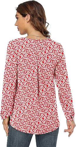Miniatura 5 de Jouica Blusas para mujer, blusa casual de gasa, holgada, con cuello en V, manga larga