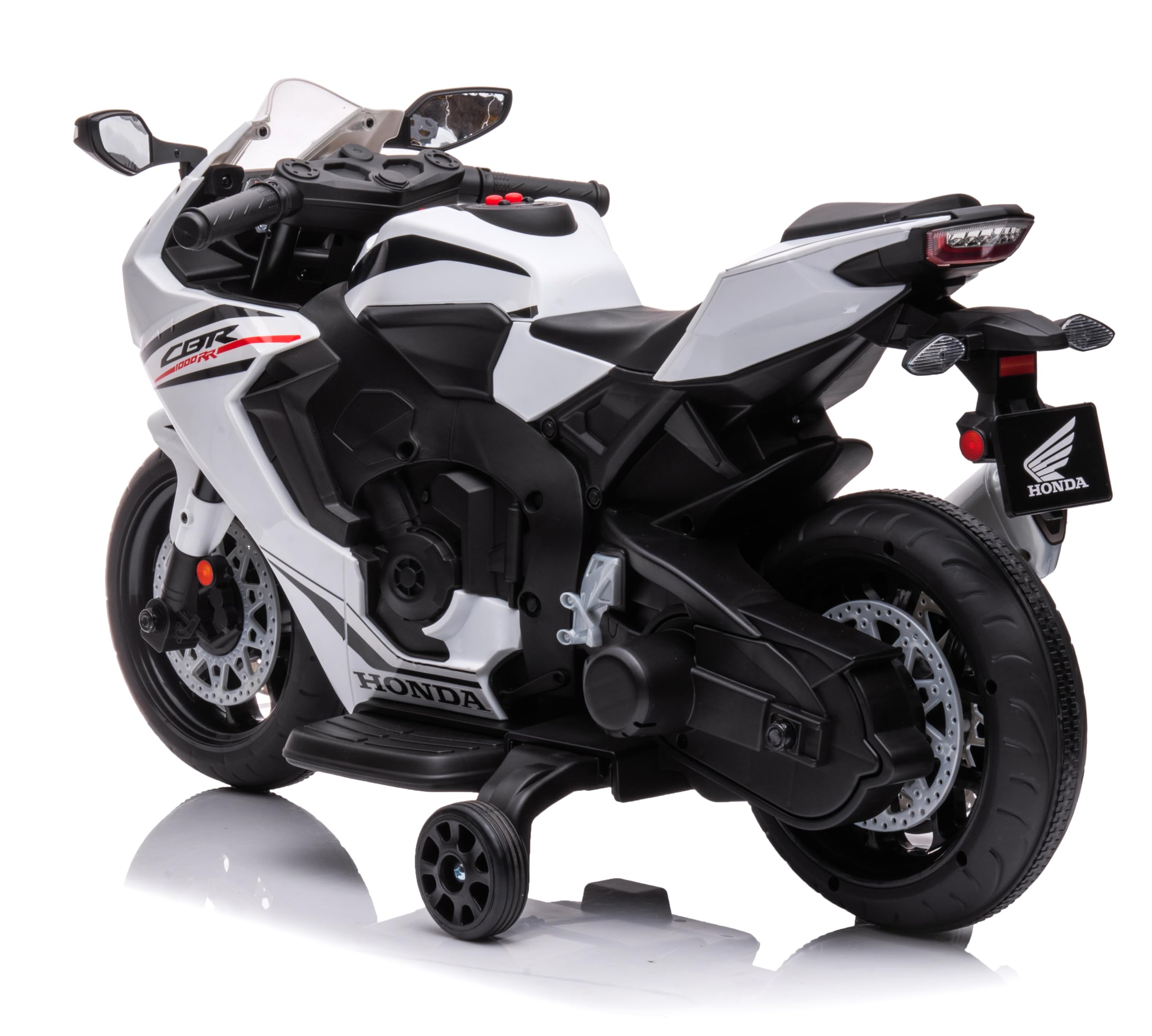 Moto électrique pour Enfants CBR 1000RR, Moto pour Enfants 12V Véhicule pour Enfants Véhicule électrique avec 2 Roues stabilisatrices Amovibles pour Les Enfants à partir de 3 Ans (Blanc)
