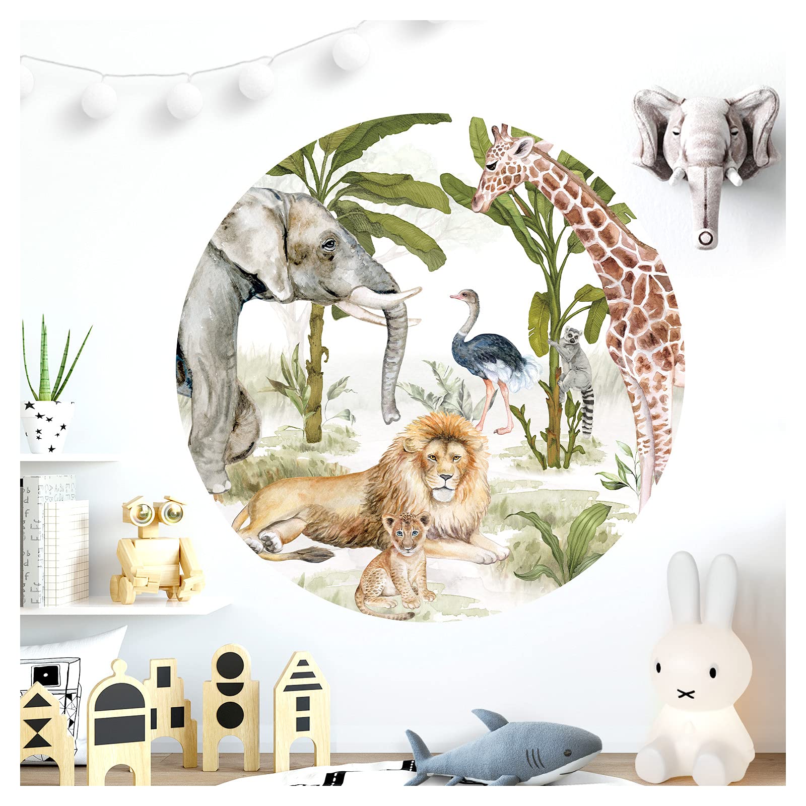 Little Deco DL619 - Adhesivo decorativo para pared (120 cm), diseño de animales de león jirafa