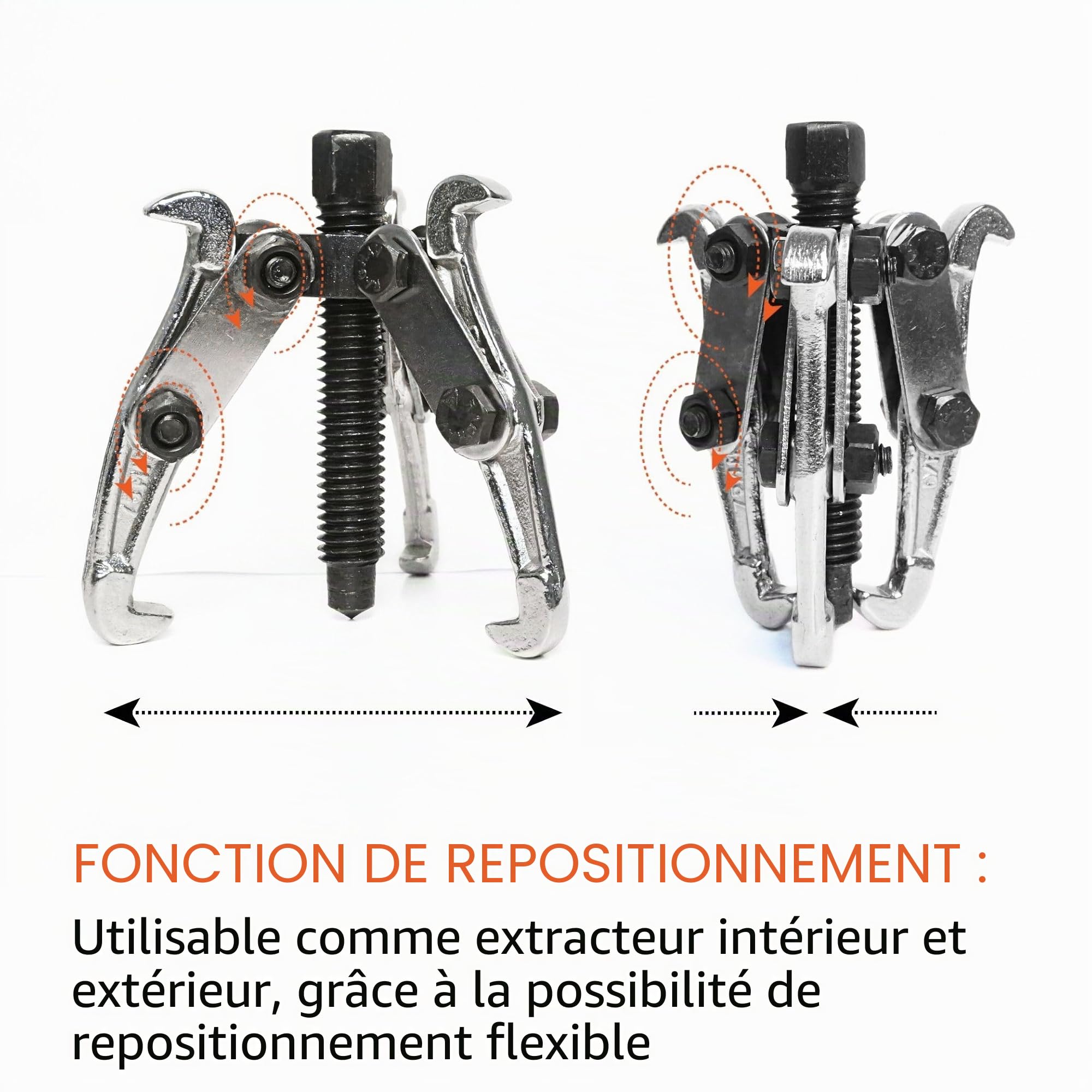 Lot de 3 extracteurs de roulements - 75, 100, 150 mm - Pour intérieur et extérieur - Chromé (075)