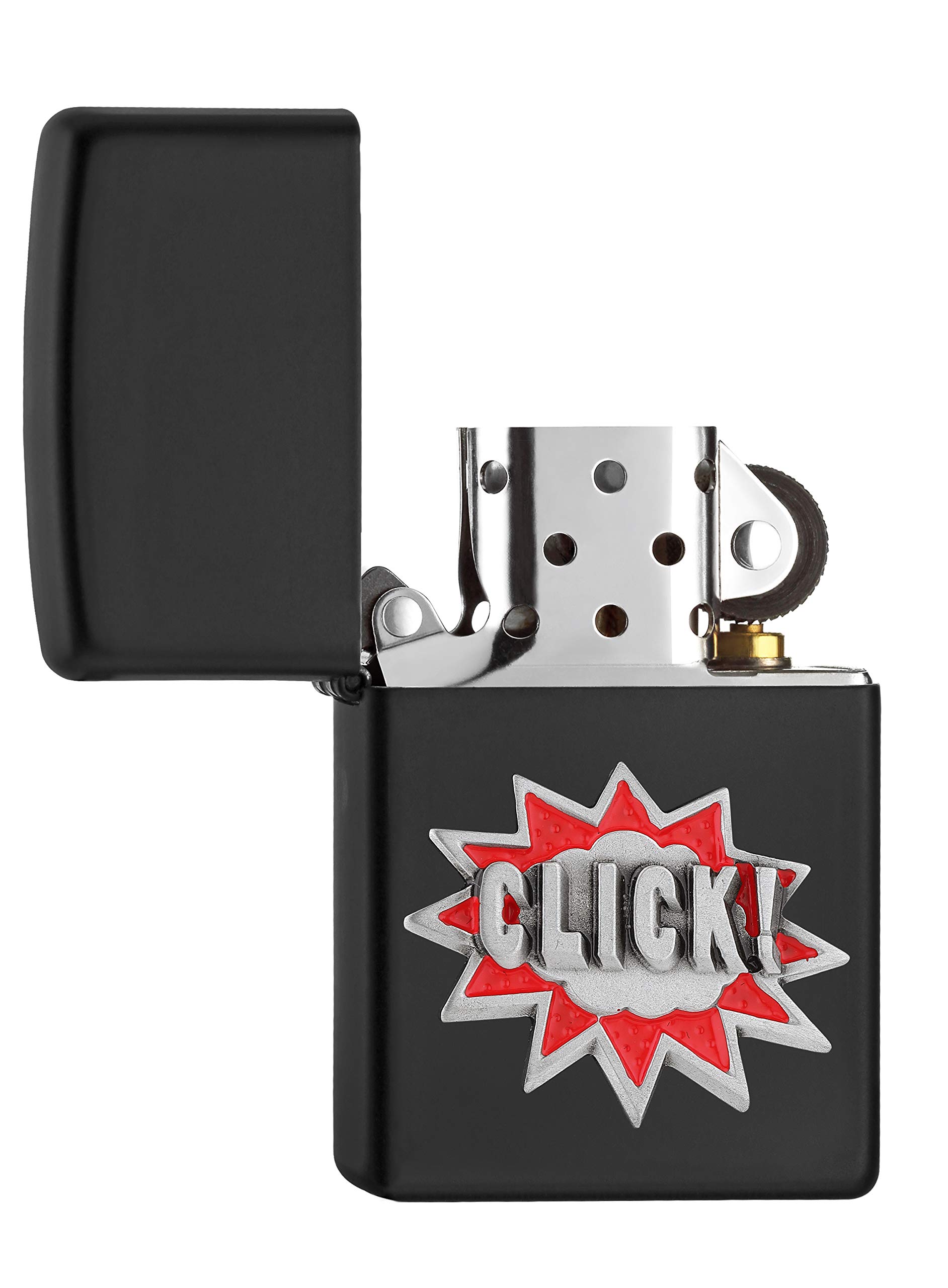Accendino Zippo Click Nero Opaco – A Benzina, Ricaricabile, Antivento, Confezione Regalo