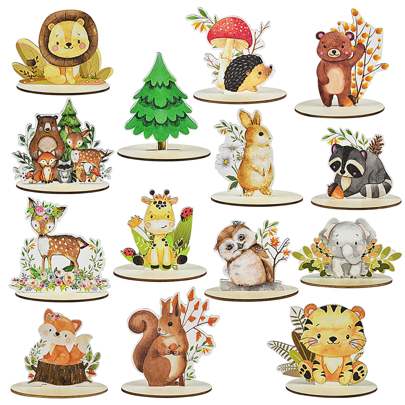 Adesivi AHANDMAKER Animali Del Bosco E Piante – 12 Fogli 14x14 Cm, PVC Resistente, Decorazione Per Finestre, Pareti, Diari
