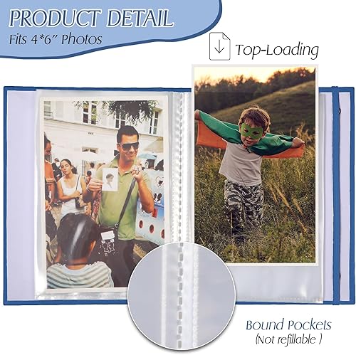 Miniatura 3 de Álbum de fotos pequeño de 6 piezas de 4 x 6 pulgadas, 26 páginas transparentes con capacidad para 52 imágenes, cubierta de lino, álbum de fotos con