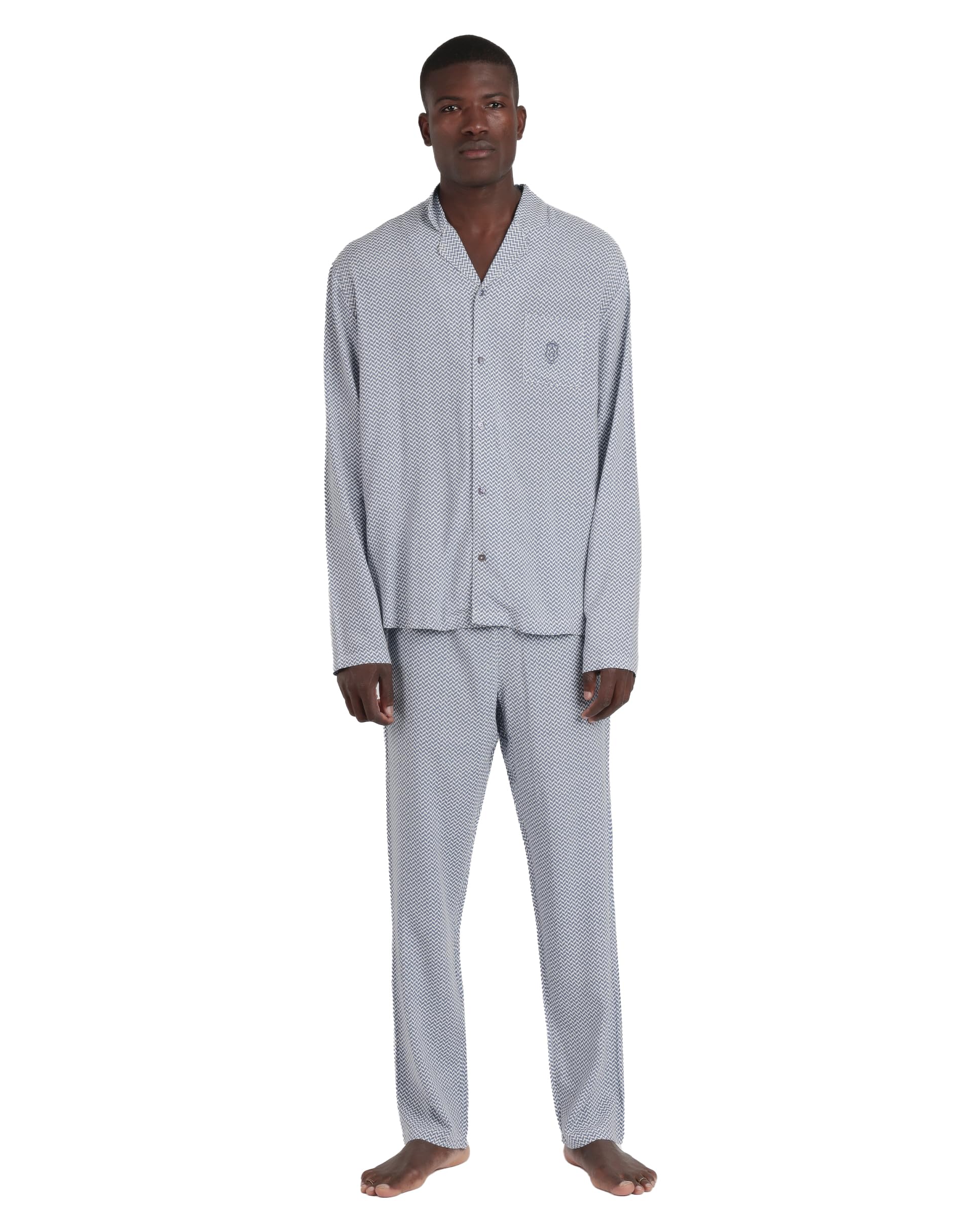 ADMAS Classic Pijama Hombre Verano Punto – Pijama Abierto Manga Larga Hombre – pantalón Largo con Cinturilla Ajustable, 100% Viscosa, Tejido Suave al Tacto, Azul Talla XXL