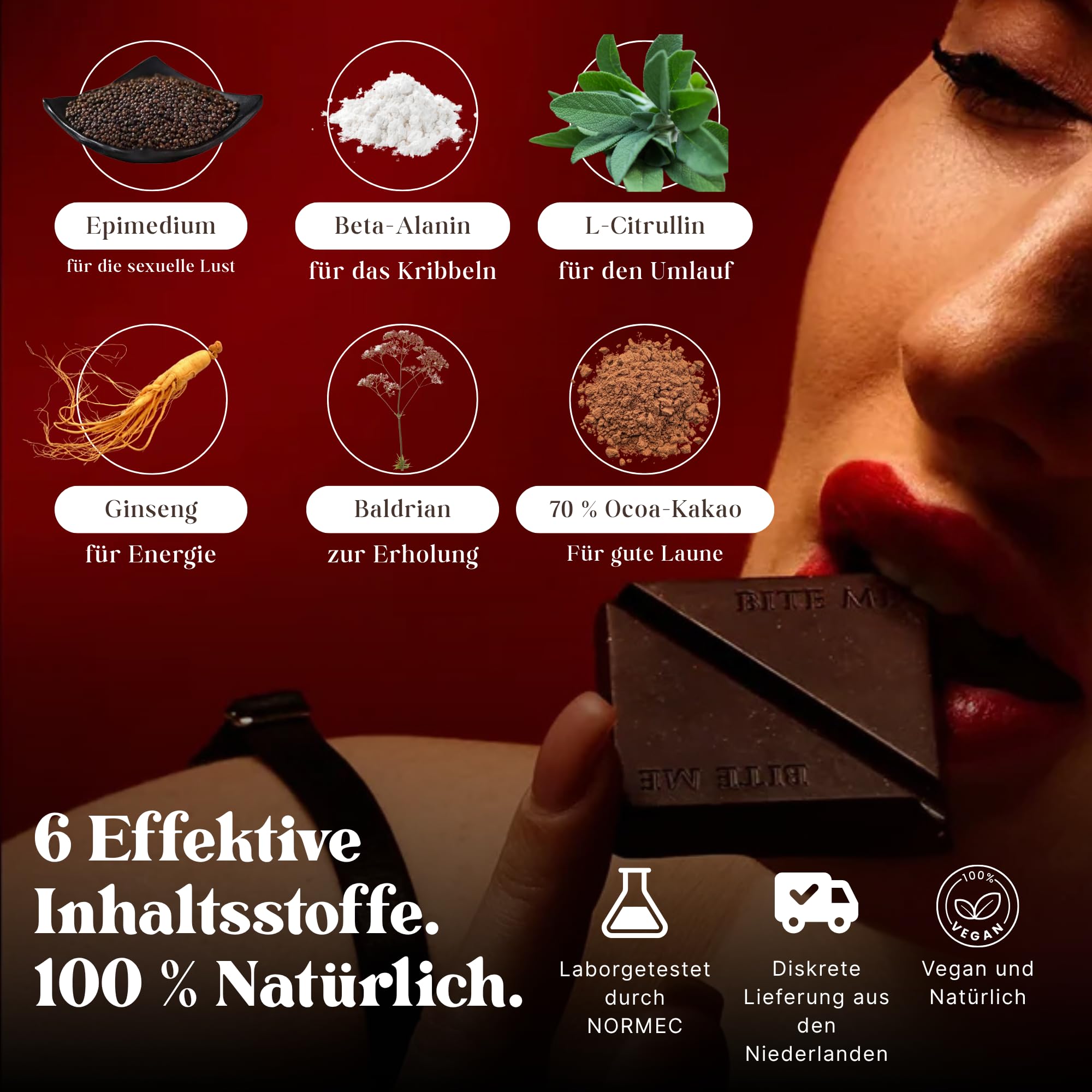 Sense Chocolate – Schokolade Geschenk für partner – Geschenkidee für besondere Momente – Mit Ginseng, Maca, Epimedium & Natürlichen Zutaten – Dunkle Schokolade Geschenk