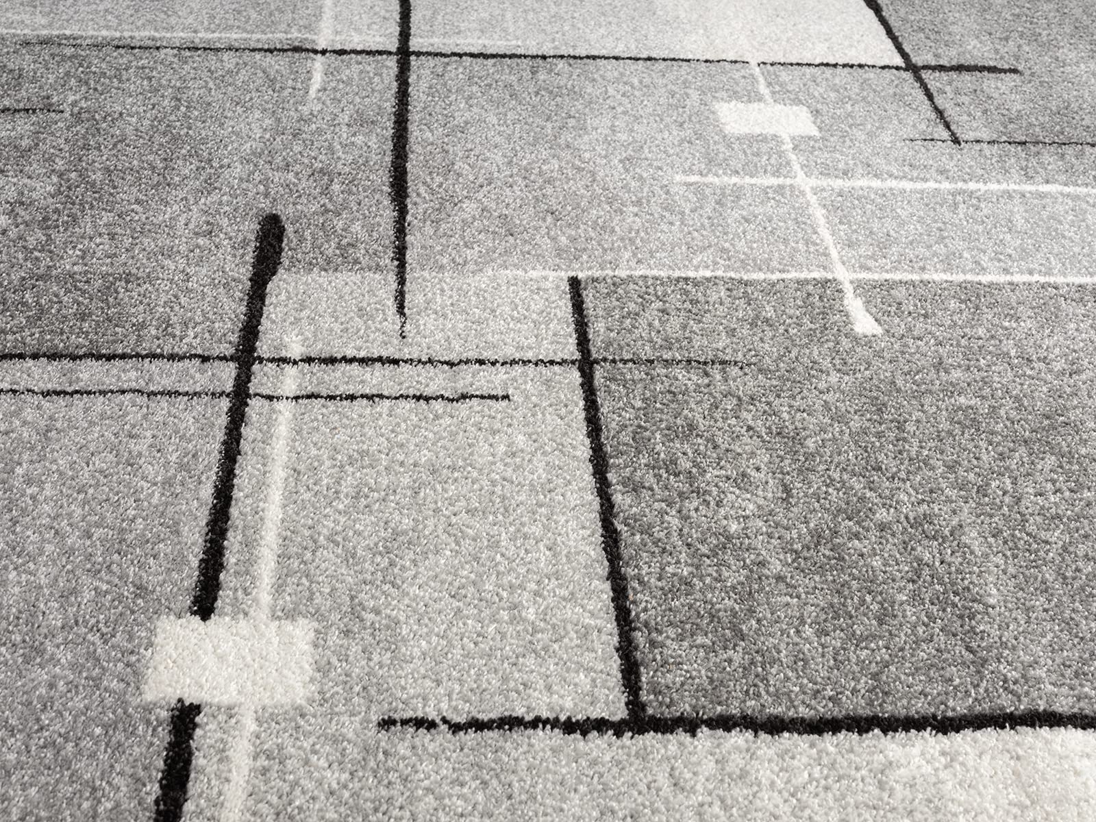 the carpet Pearl - Alfombra Moderna de Pelo Corto denso para salón Dormitorio, Corte de Contorno, patrón geométrico, patrón Ondulado, Gris, 160 x 220 cm