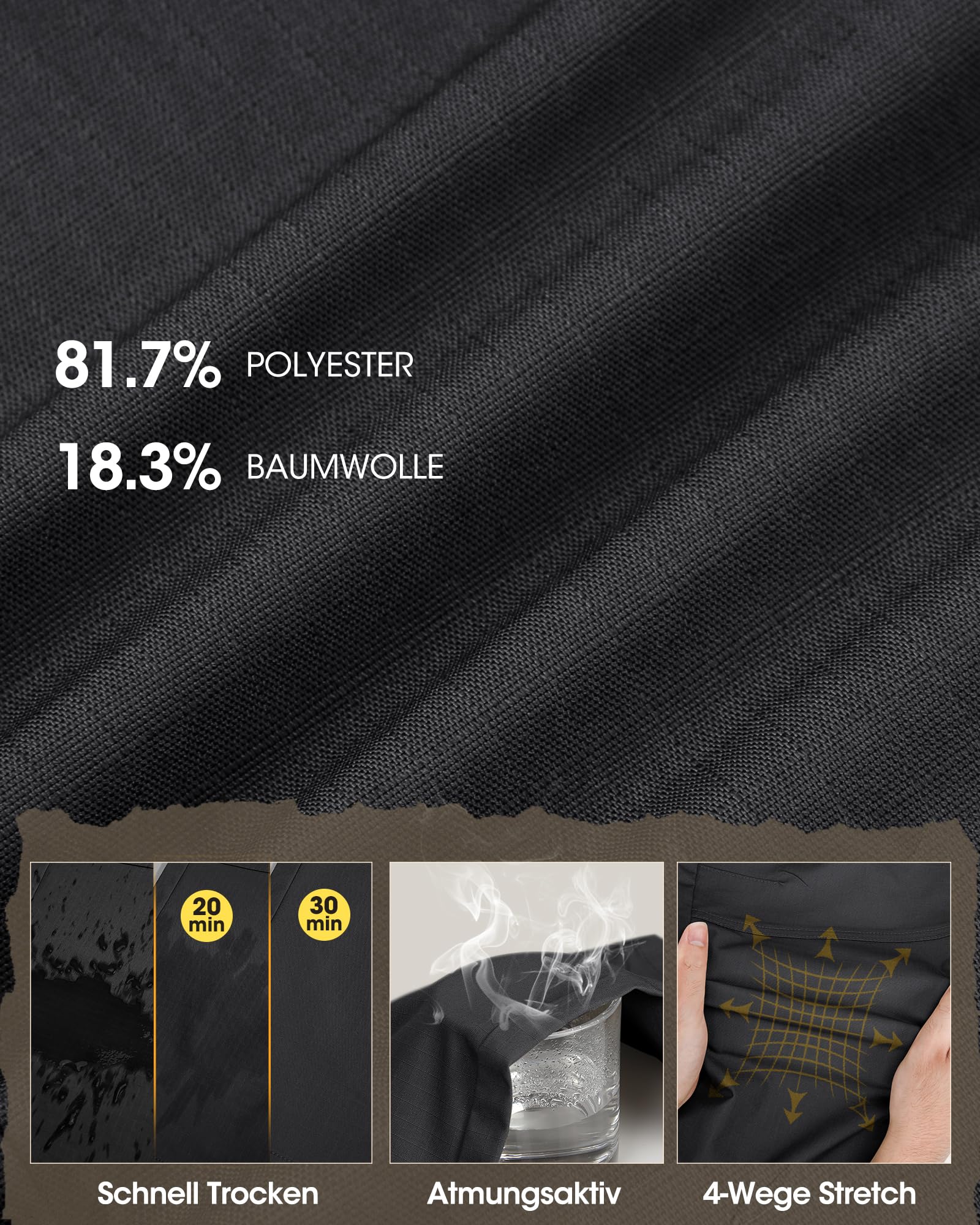 IGOLUMON Arbeitshosen Männer Cargohose Herren Stretch mit Vielen Taschen | Arbeitshose Herren mit Halbelastischer Bund Arbeitskleidung Outdoorhose Taktische Hose für Handwerker, Maler und Bauarbeiter