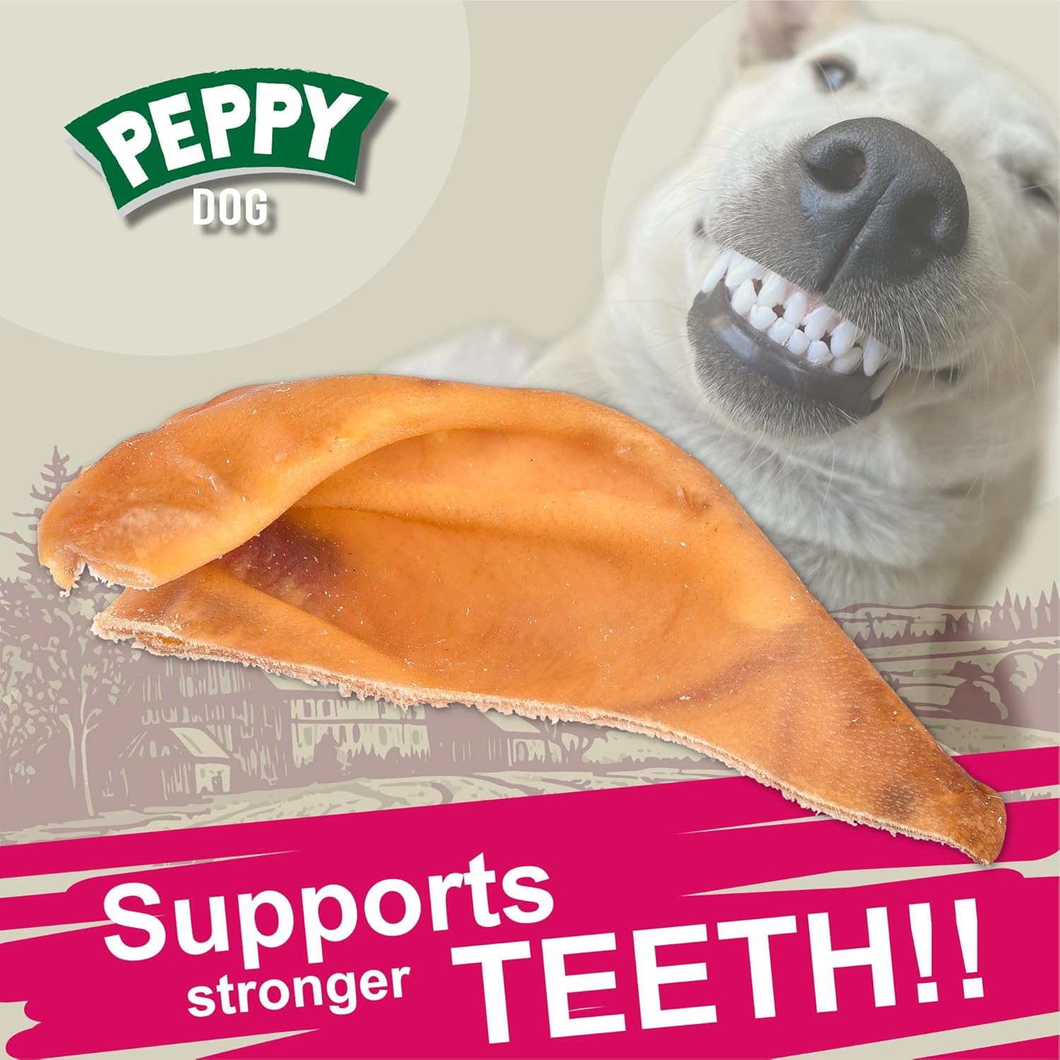 Half Pig Ears 15 pcs | Natural Chews | Single Ingredient Treats | Rawhide Alternative | Grain-Free | Dental Snack for Pets