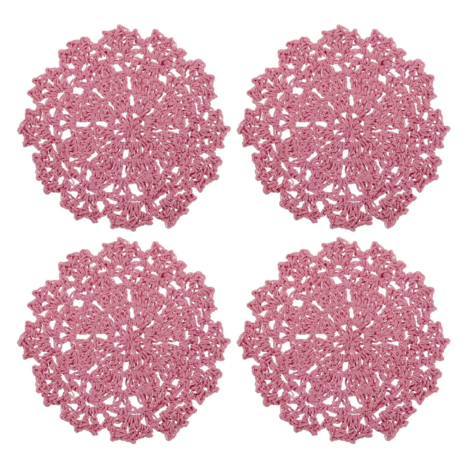 uxcell Fabric Coasters, 4pcs 4", Cotton Woven Crochet Doilies