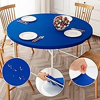 Vista 13 de ManMengJi Paquete de 2 manteles redondos ajustables color negro con bordes elásticos, impermeable, resistente a las manchas, para uso en exteriores