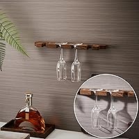 Vista 3 de Ripeng 4 piezas de estante de pared de madera para copas con soporte para champán, estante rústico para colgar copas de vino, estante flotante