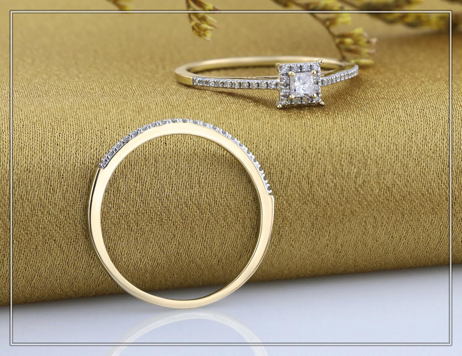 Dazzlingrock Collection 0.30 Ctw Princess & Round Natural Diamond Halo Bridal Eternal Wedding Ring set for Womens, in Real Solid Gold & 925 Sterling Silver