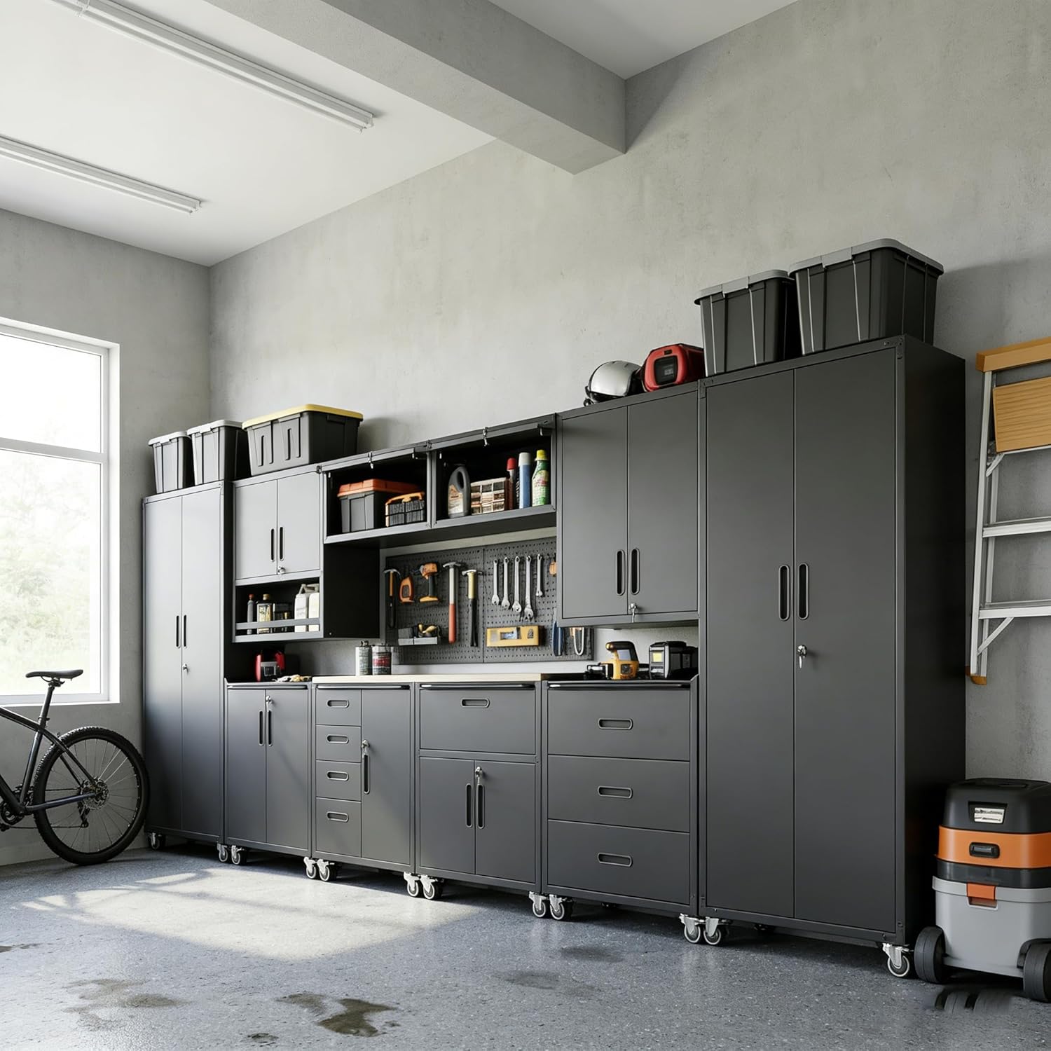 VIYET system fully loaded with tools, automotive supplies, and gardening equipment showing real organizational capacity