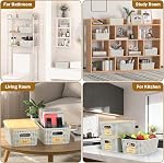 Stackable Storage Basket: Plastic Baskets Bins, Baskets for Organizing, Pantry Decorative Containers for Closets, Cabinets, Shelves(8 Pack, White)