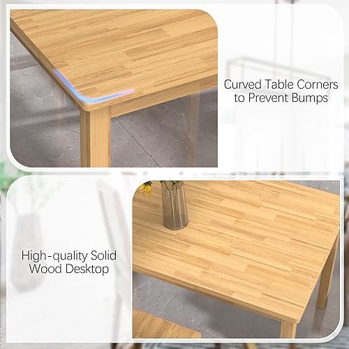 Miniatura 7 de Juego de mesa y sillas de comedor de madera maciza Orweiin para 4, mesa de comedor de 43.3" con sillas incluidas, juego de mesa y sillas de cocina