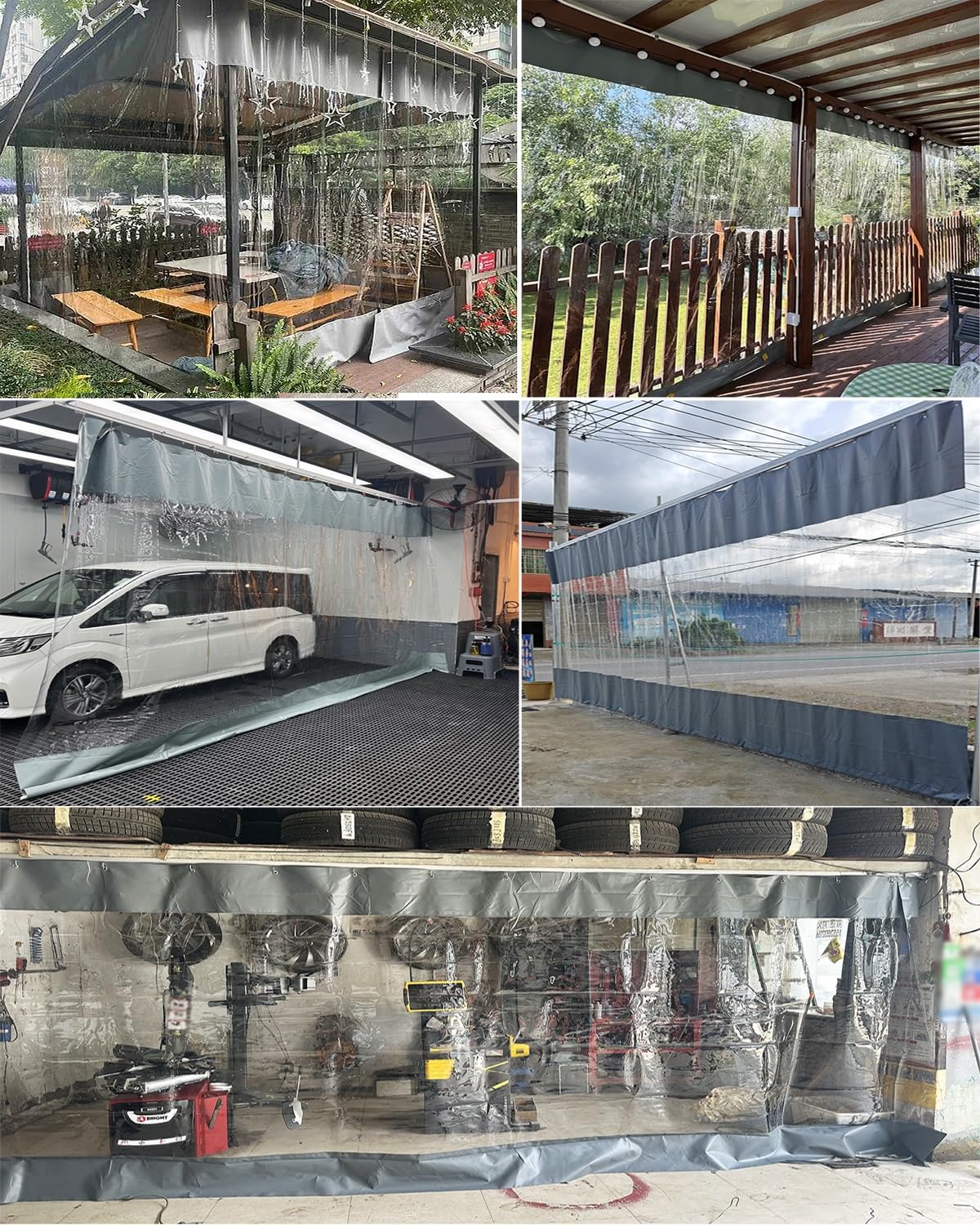 Partición de vinilo transparente resistente a la intemperie para lavado de coches, patios, peras e invernaderos (ancho 1 x alto 1,5 m x 1,5 m) con riel