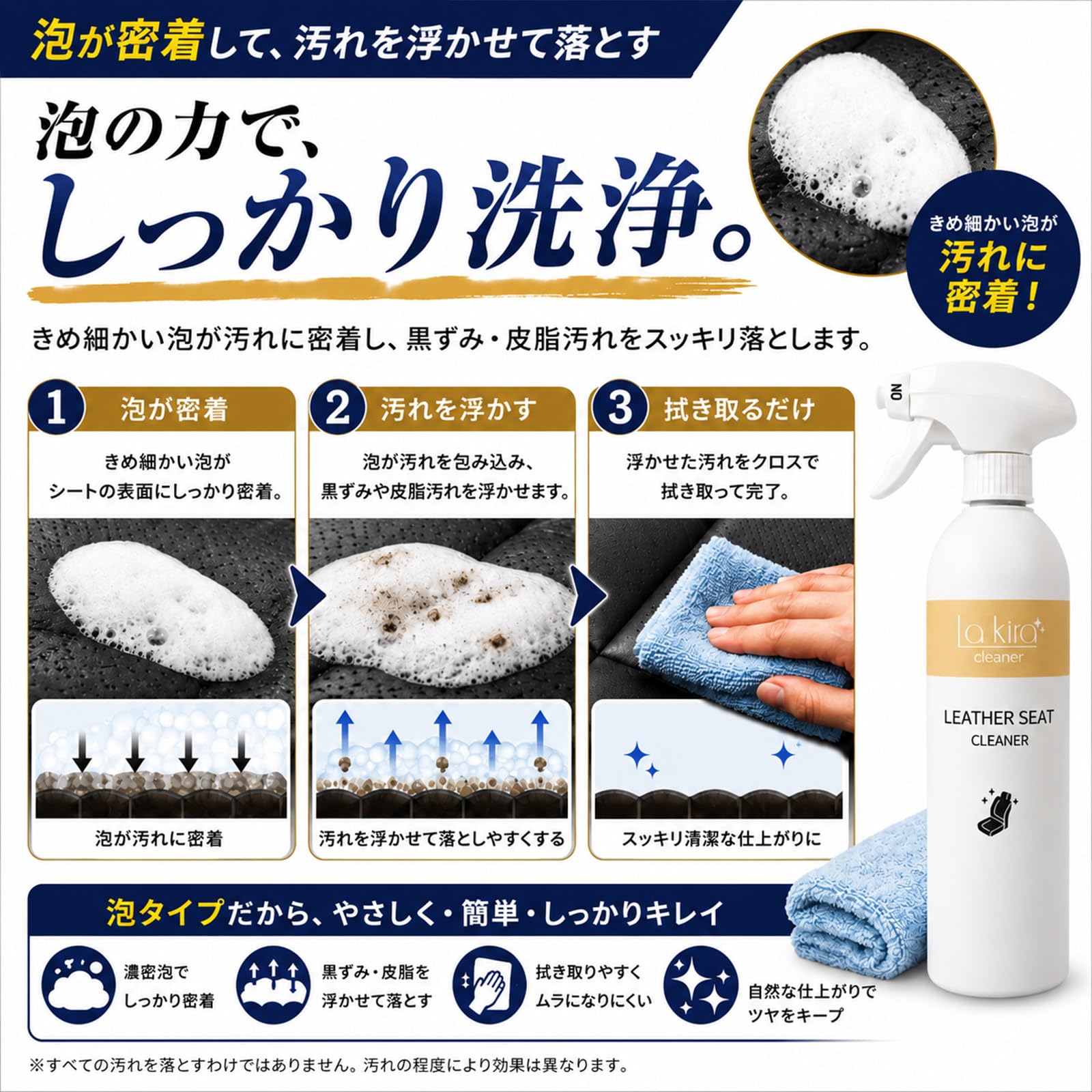 Amazon.co.jp: La kira 車用 革シート クリーナー レザークリーナー 本