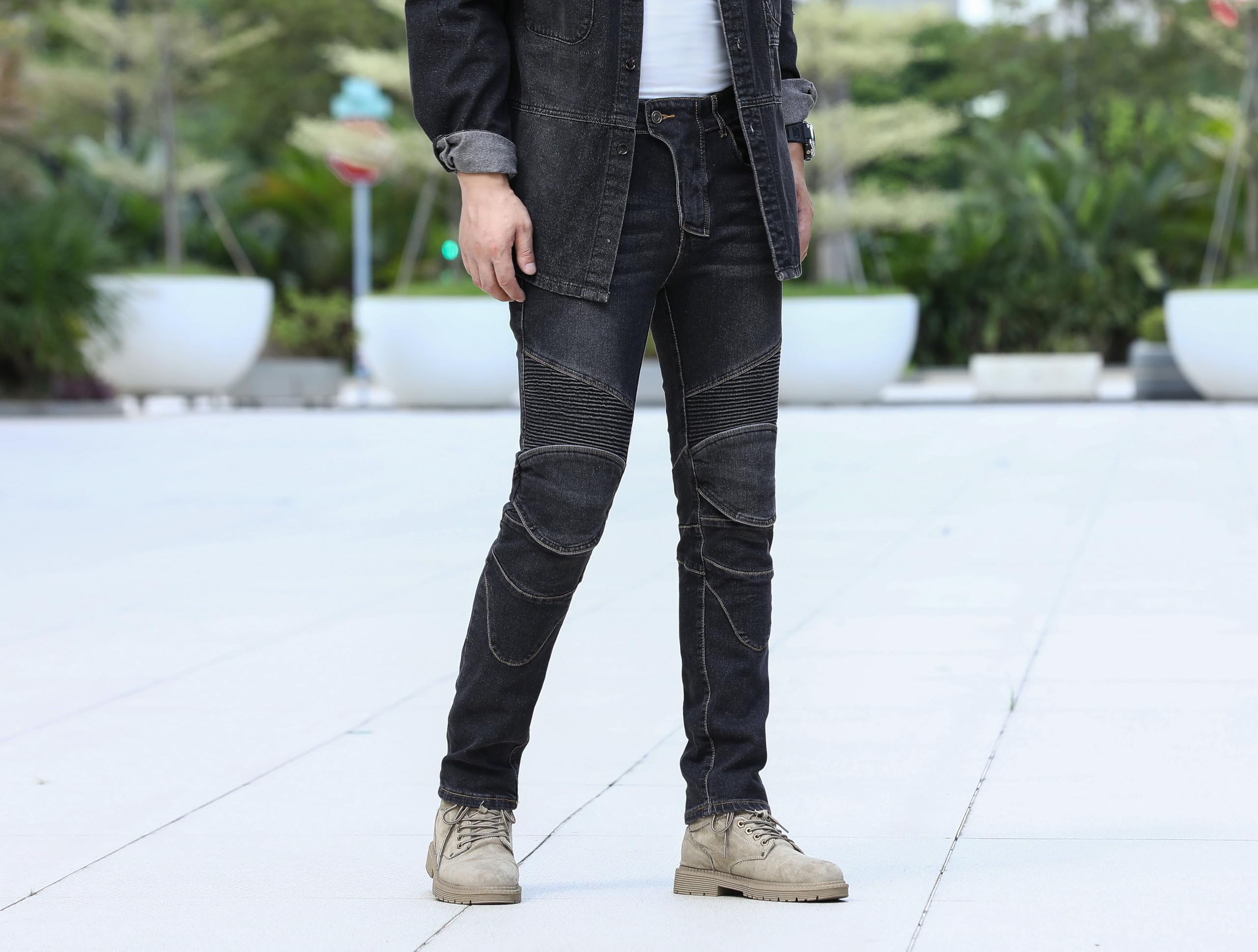 CTBQiTom Herren Motorrad Jeans Motorrad Hosen Schutz Motorradhose mit Abnehmbarer CE Rüstung