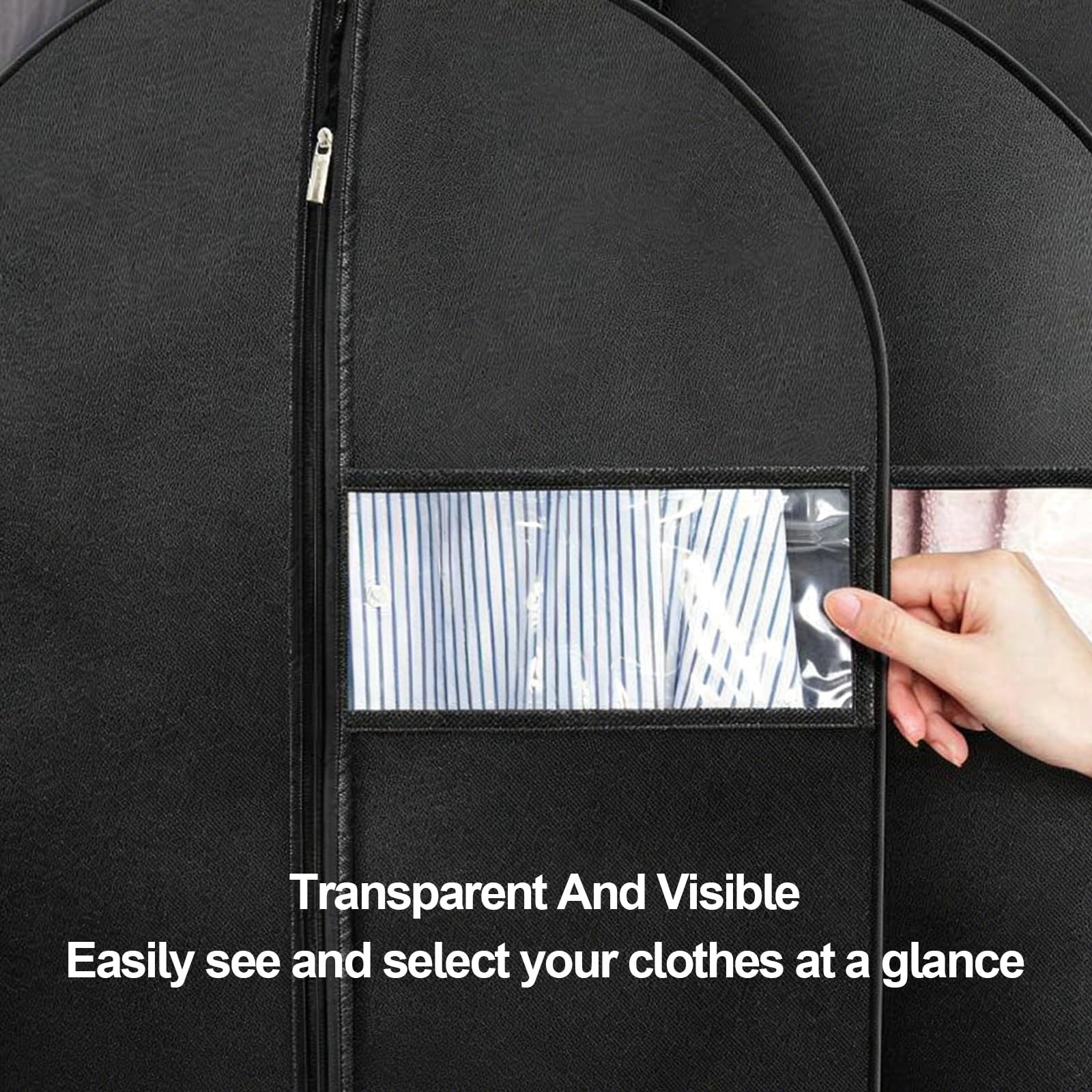 Paquete de 5 Funda Traje Bolsa Almacenaje Ropa Lavables de Tela Oxford con Cremallera para Colgar Abrigos Chaquetas Camisas