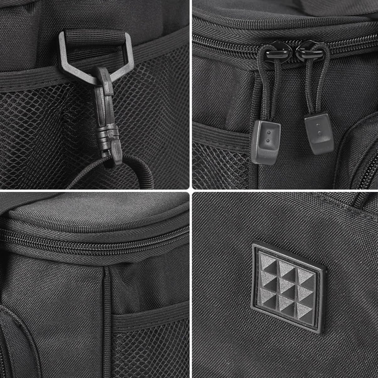 Didiseaon Paquet de Pêche Extérieur en Tissu Oxford Noir Conception Multi-Poches, Bandoulière Rembourrée Amovible, Rangement D'appâts et Accessoires