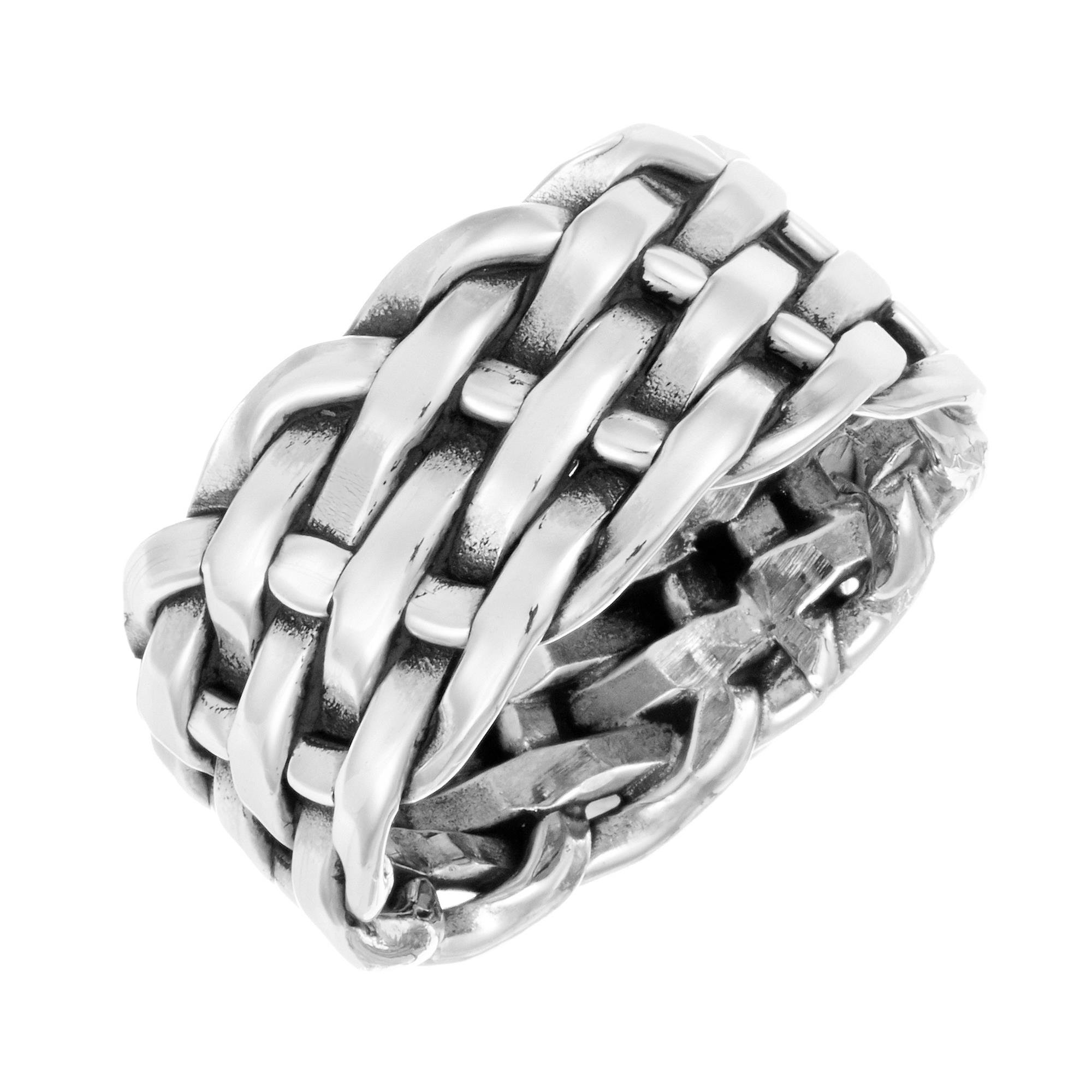 Silverly Anelli in Argento Sterling Intrecciati e Massicci per Donne e Uomini | Anello a Fascia Intrecciata da 9,8 mm di Spessore | Anello Classico da Uomo | Fedi Nuziali Intrecciate per Lui e per Lei