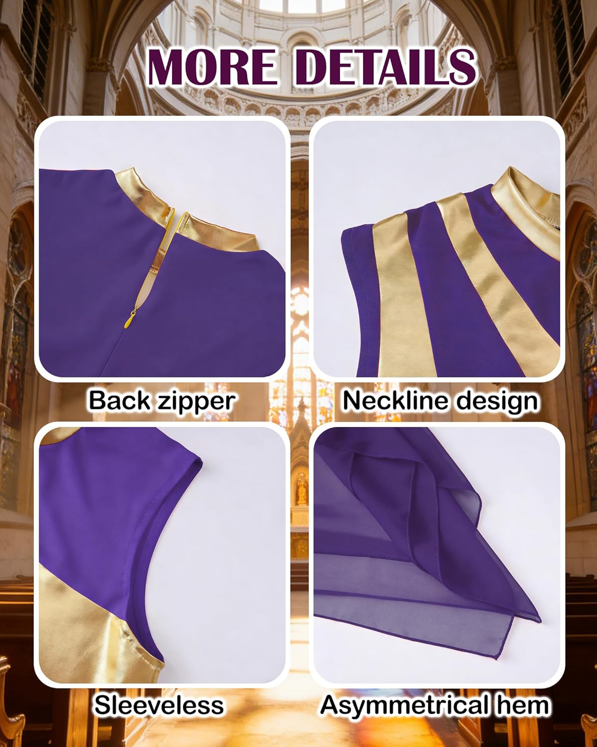 Women's Dance Dress Sleeveless Praise Dance Tunic Church Worship Lyrical Dancing Dress Irregular Hem Liturgical Skirt