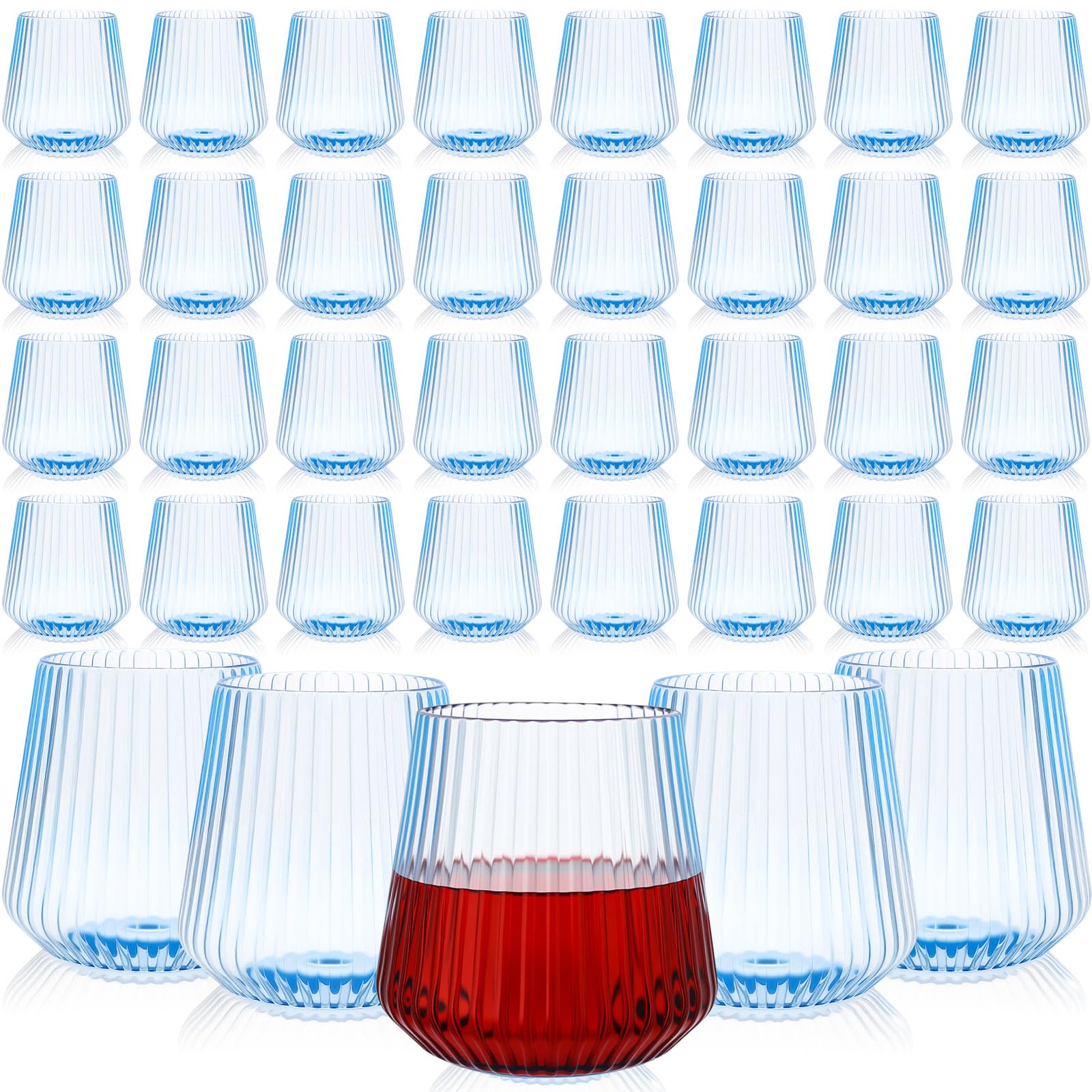 Photo 1 of Suclain 100 Pcs 14oz Ribbed Plastic Wine Glasses