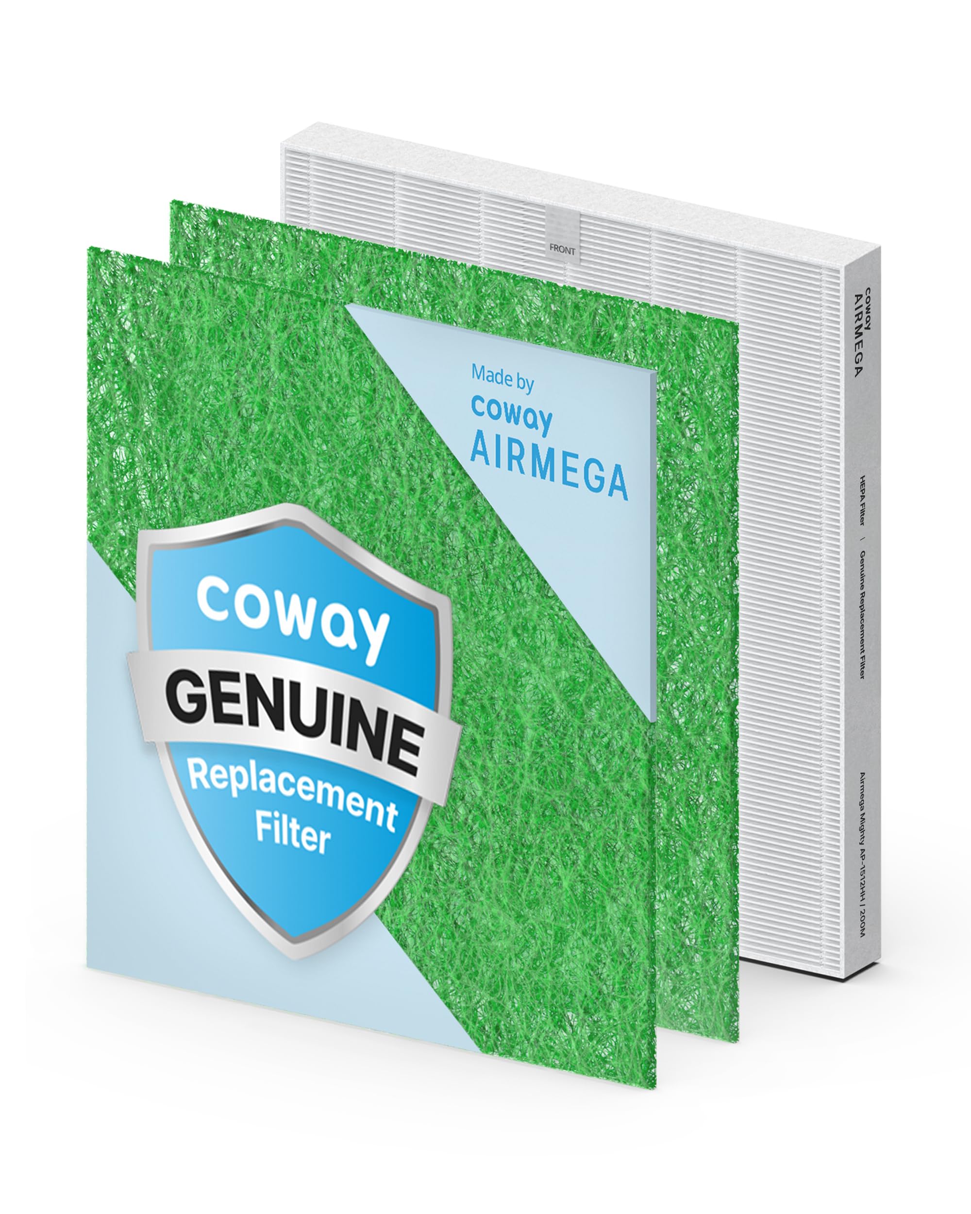 COWAY AP-1512HH & 200M Air Purifier Filter Replacement, Allergen Filter Pack, 2 Allergen Deodorization Filters and 1 True HEPA Filter, 1 Pack, Green