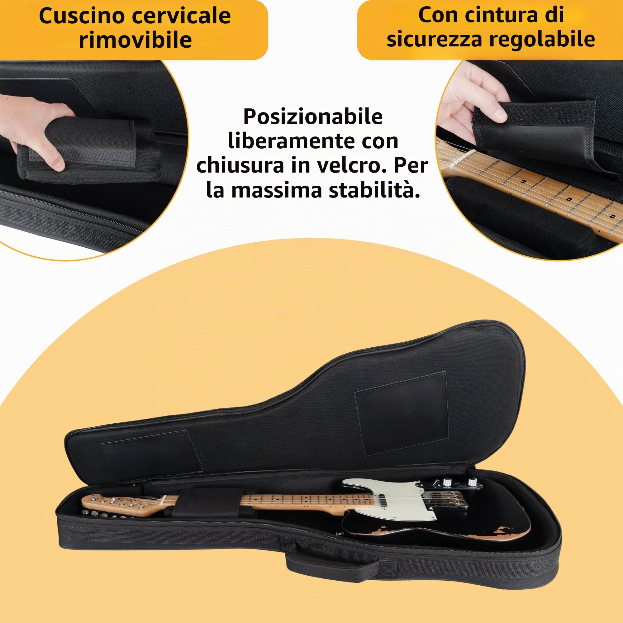 ROCKTILE EGSC-1122BK Softcase per Chitarra Elettrica, Peso: 2, 2 kg | Adatto a quasi tutte le chitarre elettriche, Adatto anche a modelli shortscale, Imbottitura completa spessa 2 cm, 2 kg