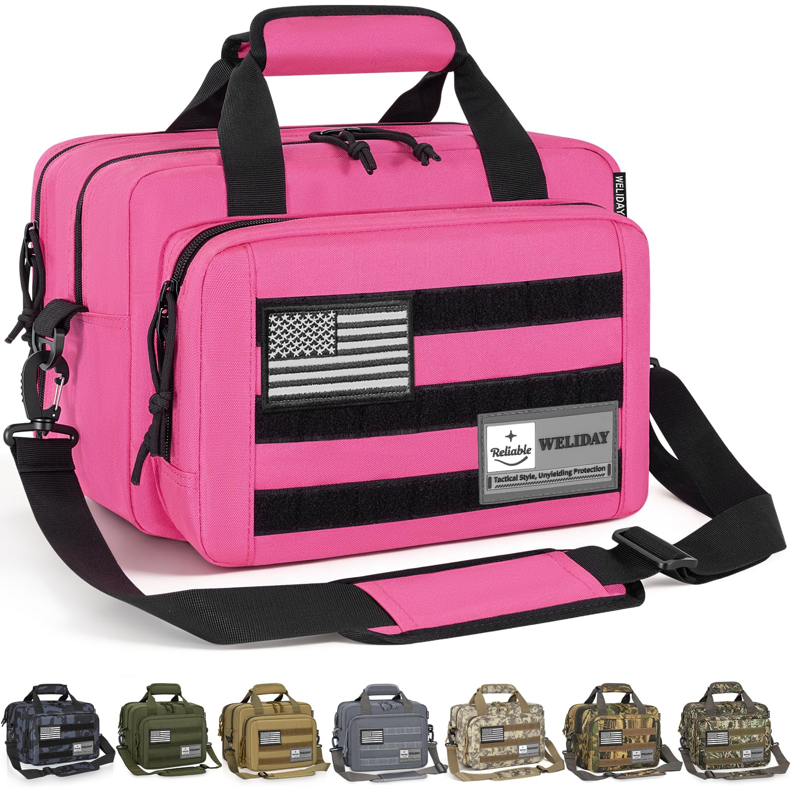 Tactical Gun Range Bag, Pistol Carrying Bag for 2 Handguns and Ammo, Firearm Shooting Case with 6 Magazine Slots and Lockable Zipper for Shooting Range &amp; Outdoor Hunting