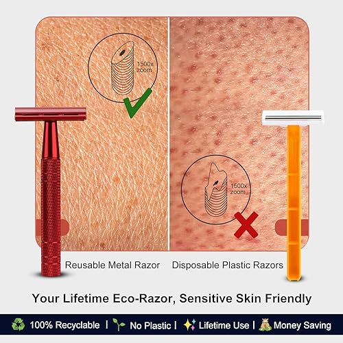 Miniatura 114 de Maquinilla de afeitar de seguridad de doble filo con soporte, maquinilla de afeitar de una sola hoja para hombres y mujeres, maquinilla de afeitar