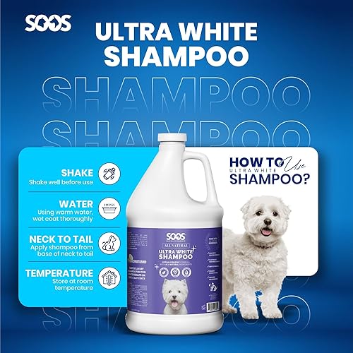 Miniatura 4 de Soos Champú hipoalergénico ultra blanco para perros y gatos, fórmula iluminadora blanca natural, lavado suave e hidratante para mascotas para pieles