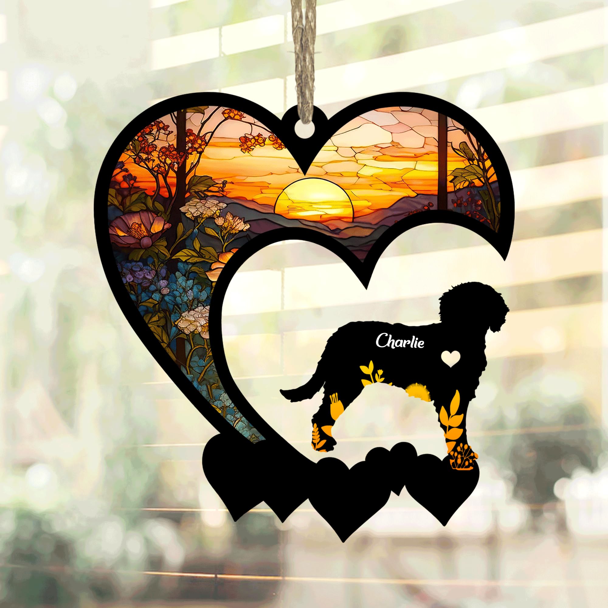 Lovely POD Spanish Water Dog Suncatcher Ornaments, Personalized Spanish Water Dog Memorial with Name, Dogs Loss Ornaments, Dog Remembrance Gift, Dog Memory Ornament, Loss of Dogs Sympathy Gifts
