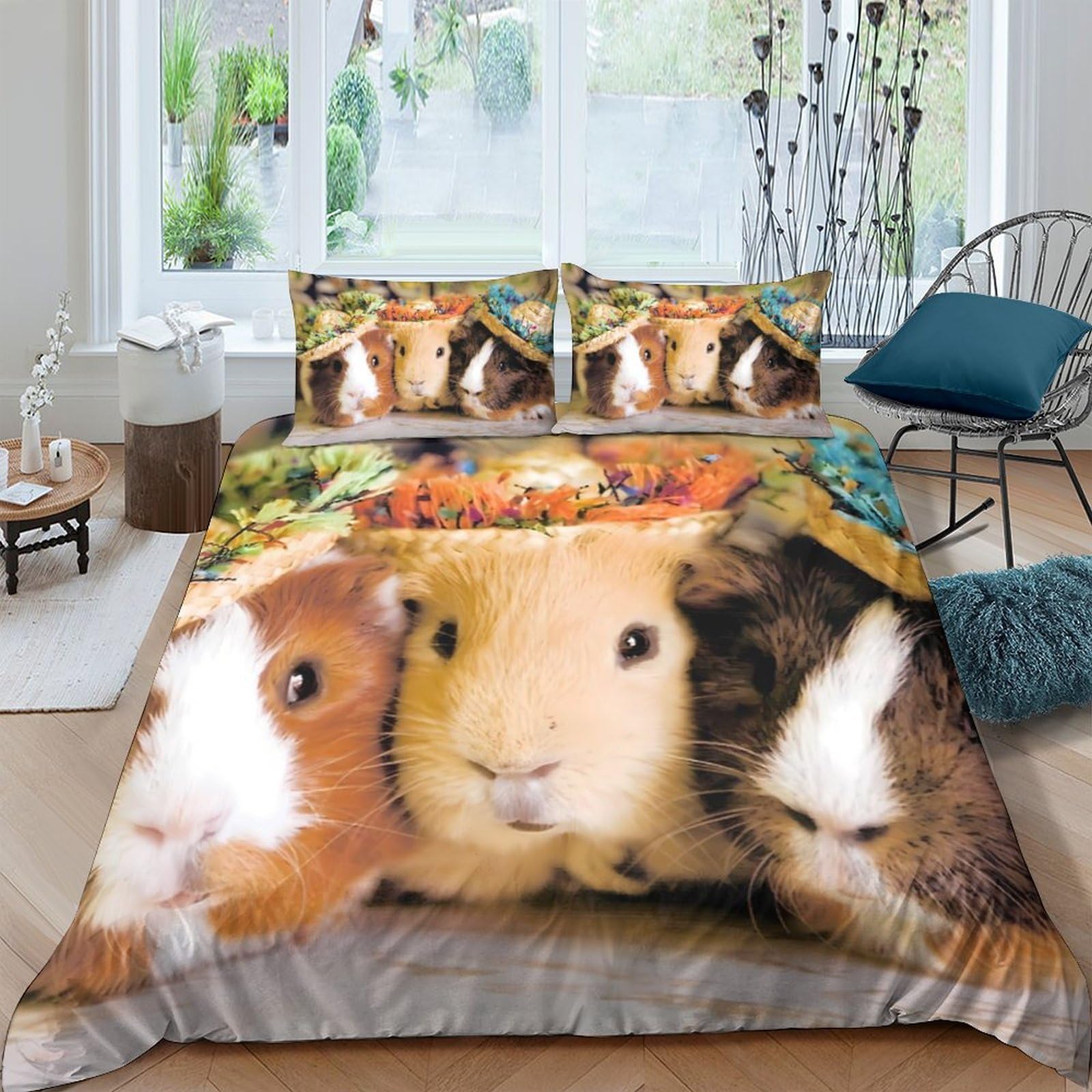 Ctjqhvkz Style-1 3D Printed Guinea Pig Fitted Sheet Microfiber Soft Animal Print Mattress Cover For Bedroom Guest Room Decor Single（135X200cm）