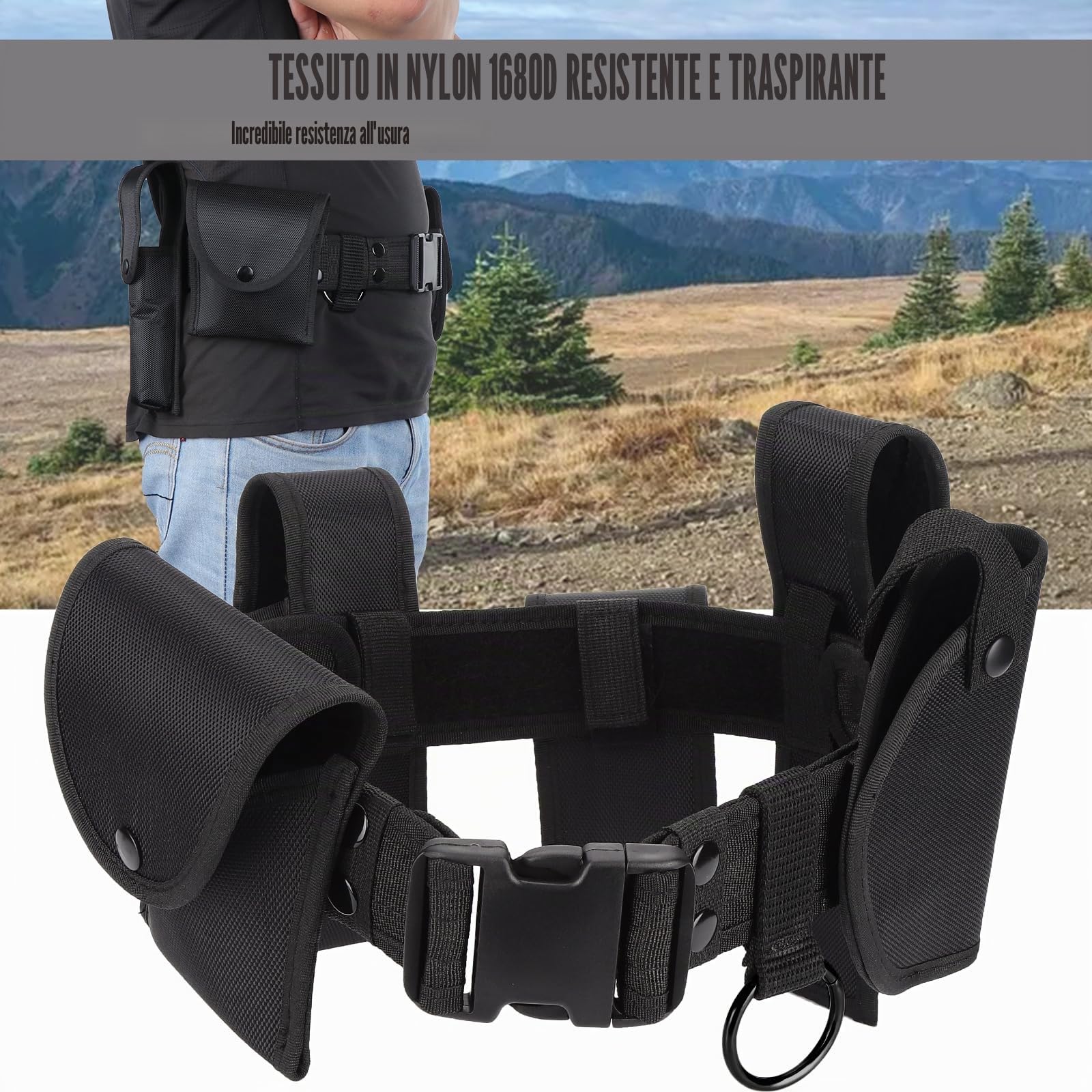 6 in 1 Utility Cintura tattica multifunzionale Outdoor Marsupio Patrol Attrezzatura per Guardia di Polizia Caccia di Sicurezza con 5 Componenti Borse