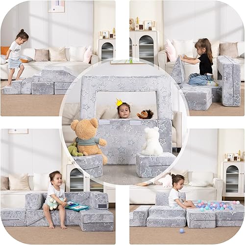 Miniatura 6 de Sofá infantil que brilla en la oscuridad, juego de espuma para escalar, muebles imaginativos para niños creativos, sofá convertible para niños,