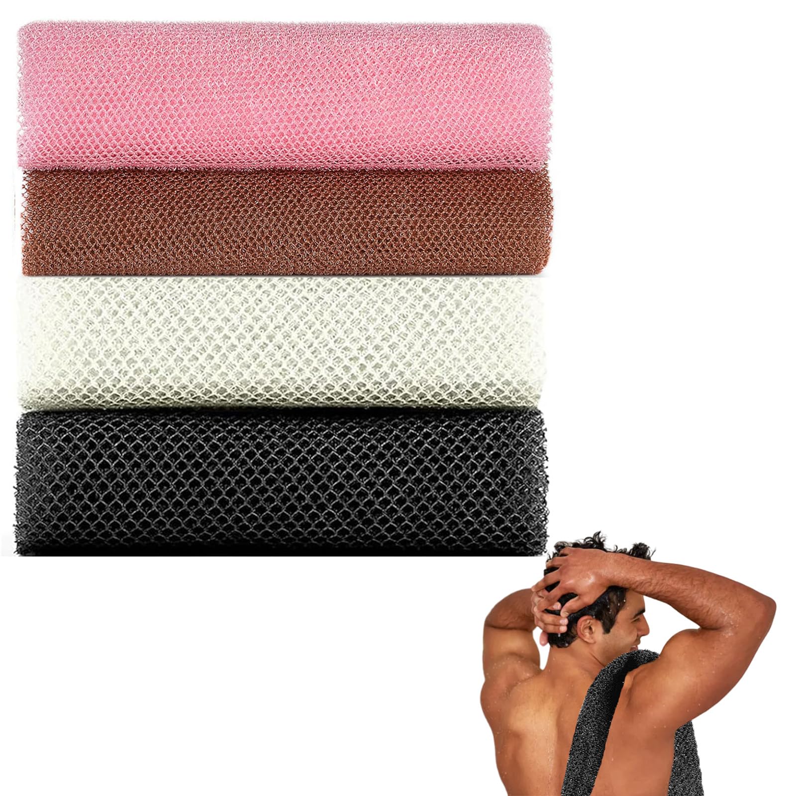 4PCS African Sponge Beauty Skin Wash Towel Back Scrubber African Exfoliating Net for Daily Use