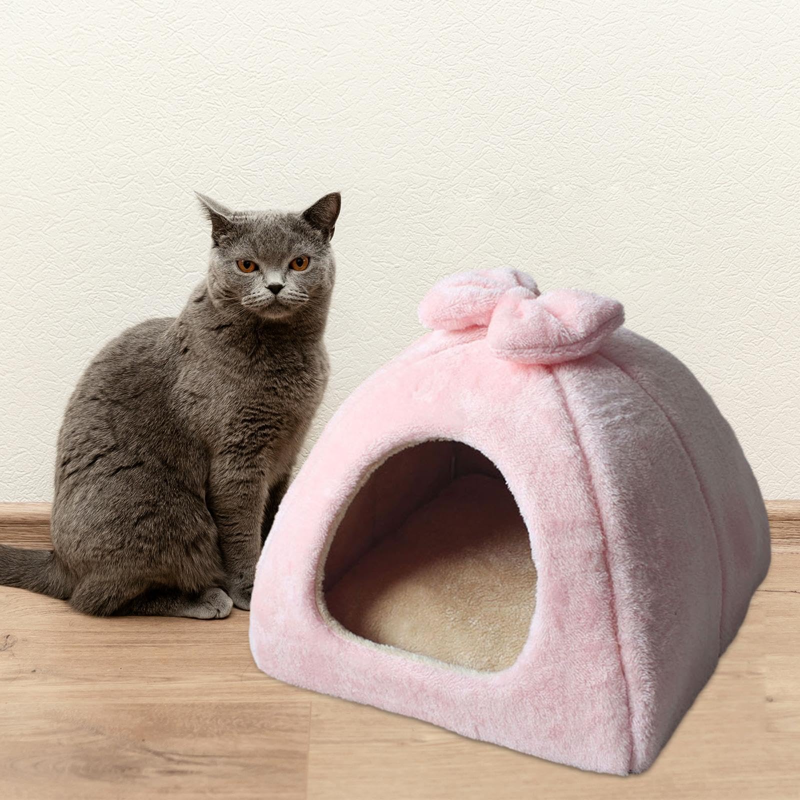 Hunde Und Katzenbett, Katzennest, Gemütliches Kissen für Drinnen, Selbstheizendes Katzennest, Haustierzelt, Höhlenbett für Hunde, 45cmx45cm